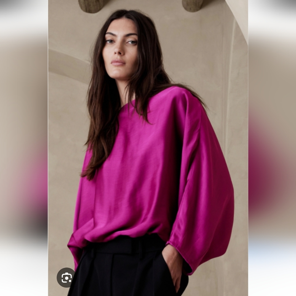 Banana Republic Fuchsia Emery Satin Women's Top Sz XL